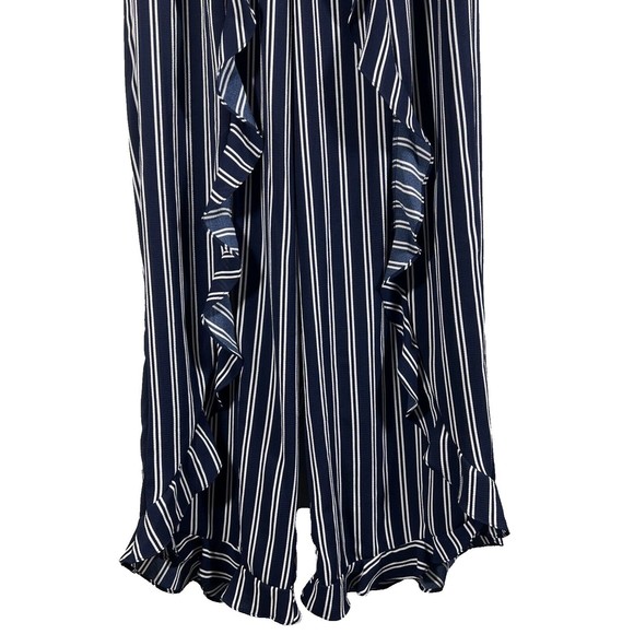 Green Envelope Women's Blue Striped Ruffle Wide-Leg Casual Pants Trouser Size M - Picture 4 of 12